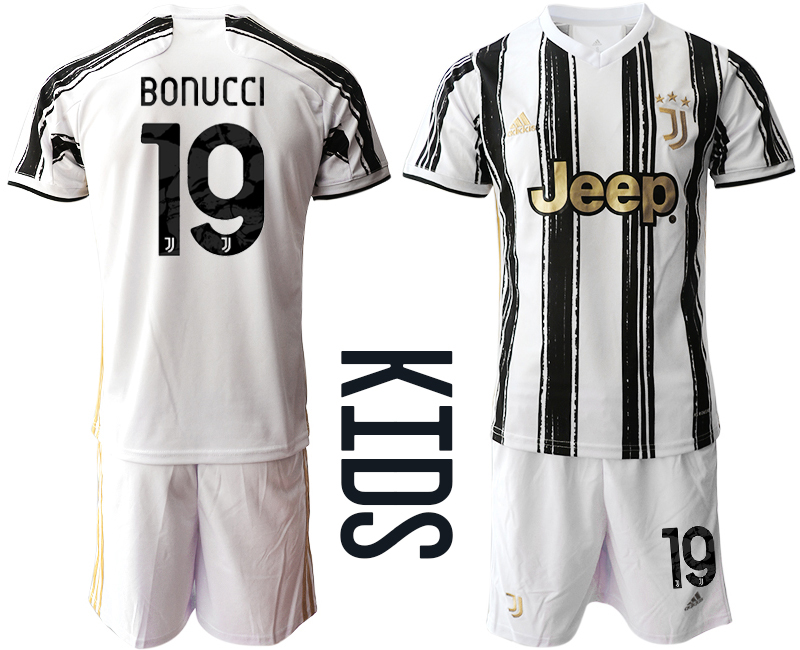 Youth 2020-2021 club Juventus home #19 white Soccer Jerseys->customized soccer jersey->Custom Jersey
